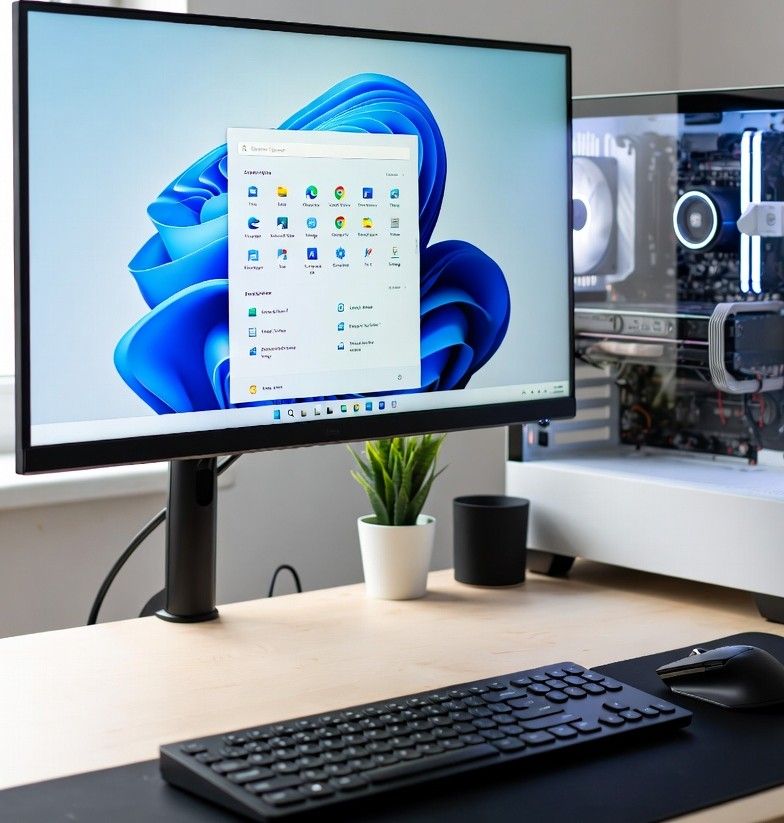 modern PC workspace with Windows 11 interface